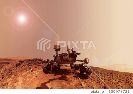 Mars rover on the surface of Mars. Elements of this image furnished by NASA 109978781
