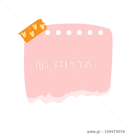 pink note paper post with heart type. Love romantic sticker on wall. Valentine greeting card, design Notepad Vector illustration 109979059