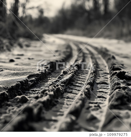 Tire tracks background Tire tracks background 109979275