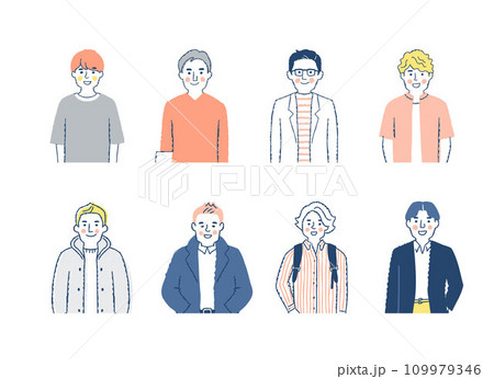 さまざまな若い男性8人 上半身 fo-mix3 さまざまな若い男性8人 上半身 fo-mix3 109979346