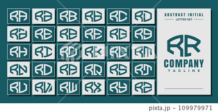 Abstract curve shape initial R RR letter logo design bundle 109979971