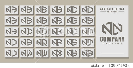 Minimalist line curve abstract letter N NN logo design set 109979982