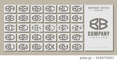 Minimalist line curve abstract letter B BB logo design set 109979983