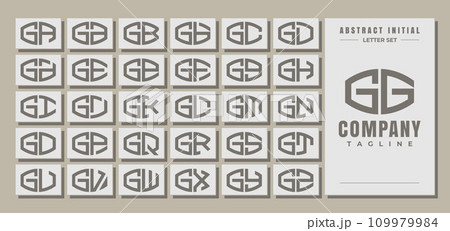 Minimalist line curve abstract letter G GG logo design set 109979984