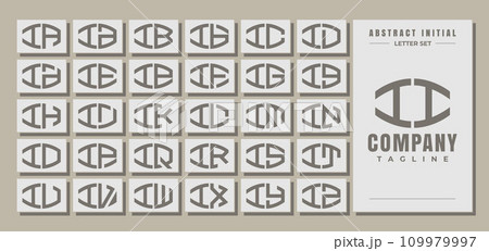 Minimalist line curve abstract letter I II logo design set 109979997