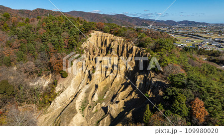 【徳島県阿波市】阿波の土柱　波濤嶽【空撮】 109980020