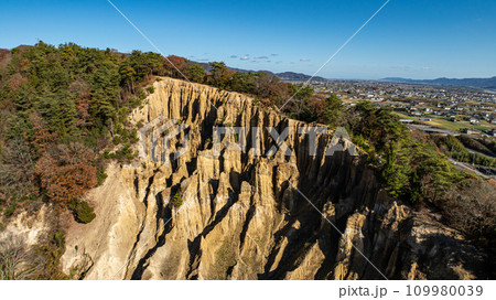 【徳島県阿波市】阿波の土柱　波濤嶽【空撮】 109980039