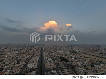 Drone shot flying. Saudi Arabia. Riyadh. Drone shot flying. Saudi Arabia. Riyadh. 109980767