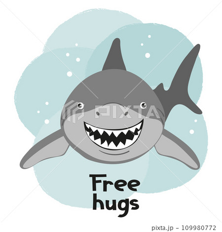 Cartoon smiling shark vector illustration for kids 109980772