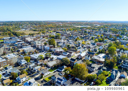 In New Jersey there is small country town at landscape with private houses countryside In New Jersey there is small country town at landscape with private houses countryside 109980961
