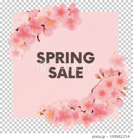 水彩櫻花盛開粉紅色背景框架 109982254