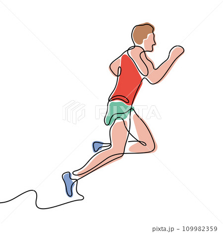 Running athlete one line vector illustration 109982359