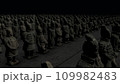 terracotta warriors in a row 3D animation in the dark 109982483