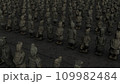 terracotta warriors in a row 3D animation in the dark 109982484