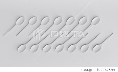 Set of disposable utensils like spoon on monochrome background. Set of disposable utensils like spoon on monochrome background. 109982594