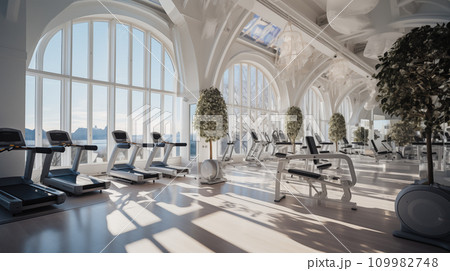 Large New Fitness Gym. Generative AI. 109982748