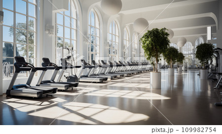 Large New Fitness Gym. Generative AI. 109982754