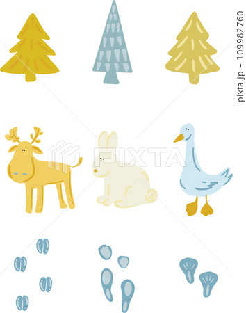 Vector hand drawn characters deer rabbit and goose 109982760