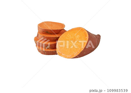 Boniato or sweet potato sliced tube isolated on white 109983539