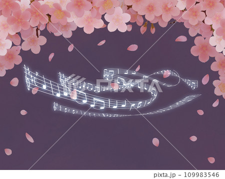 音符と桜の花びら 109983546