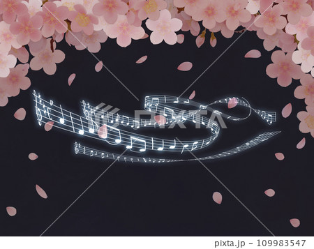 音符と桜の花びら 音符と桜の花びら 109983547
