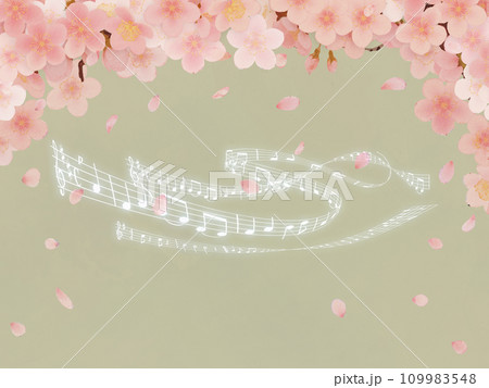 音符と桜の花びら 109983548