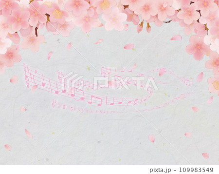 音符と桜の花びら 109983549