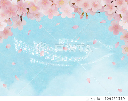 音符と桜の花びら 音符と桜の花びら 109983550