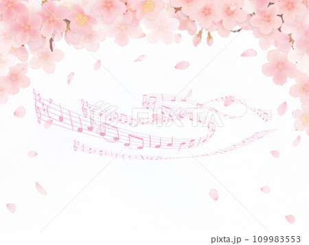 音符と桜の花びら 109983553