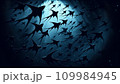 夜の海を泳ぐ小魚の群れ 109984945
