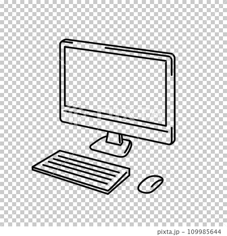 デスクトップパソコンの線画イラスト 109985644