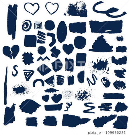 Ink drops and splashes. Liquid paint drip drop splash and ink splatter. Artistic dirty grunge abstract spot vector set. 109986281