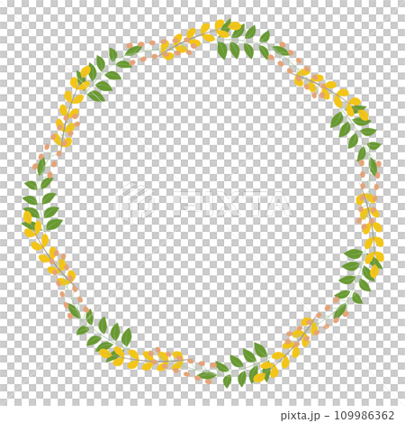 Vector frame material of yellow leaves and red berry wreath that can be used for Christmas 109986362