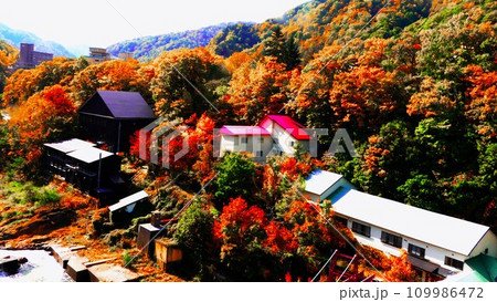 晩秋の定山渓温泉と二見吊り橋 109986472