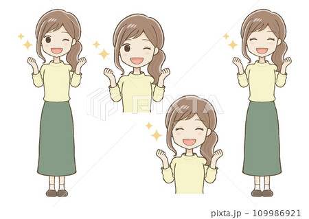 笑顔で励ますロングスカート姿の女性 109986921