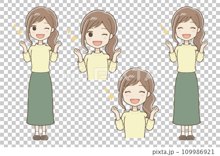 笑顔で励ますロングスカート姿の女性 109986921