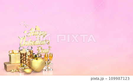 The gold text and gift box for Valentine's Day concept 3d rendering The gold text and gift box for Valentine's Day concept 3d rendering 109987123