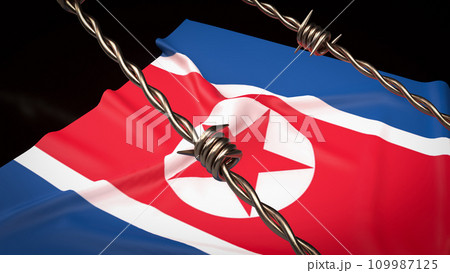 The North Korea flag for Background 3d rendering. 109987125