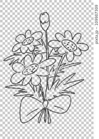 Drawing of flowers blooming in spring 109987309