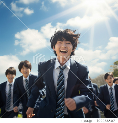 青空をバックにした制服姿の中学生 青空をバックにした制服姿の中学生 109988507