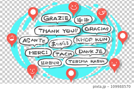 Eye-catching light blue that conveys “thank you” in languages around the world 109988570