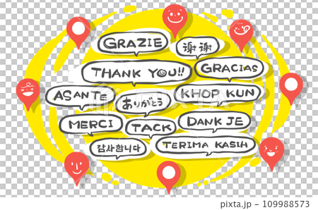Eye-catching yellow that conveys “thank you” in languages around the world 109988573