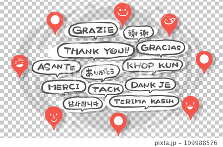 Eye-catching gray that conveys “thank you” in languages around the world 109988576