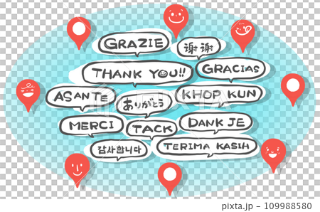 Eye-catching light blue that conveys “thank you” in languages around the world 109988580