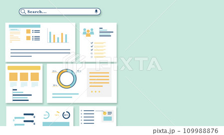 検索、統計、グラフ、データ分析などの背景　アングル：画面左側、正面向きバージョン 109988876