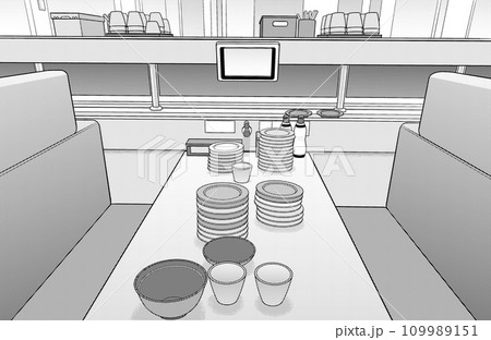 漫画風ペン画イラスト 店舗_回転ずし 漫画風ペン画イラスト 店舗_回転ずし 109989151