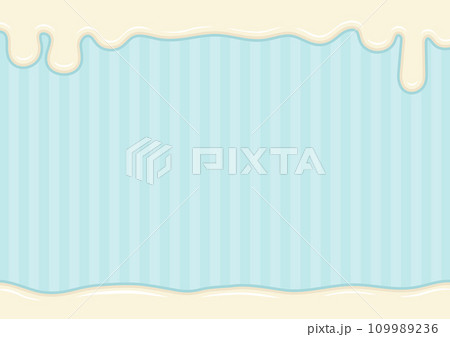 溶けたホワイトチョコレートのフレーム、ホワイトデーの背景素材ブルー 109989236