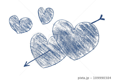 Pencil drawing blue heart arrow isolated on white background. Pencil drawing blue heart arrow isolated on white background. 109990384