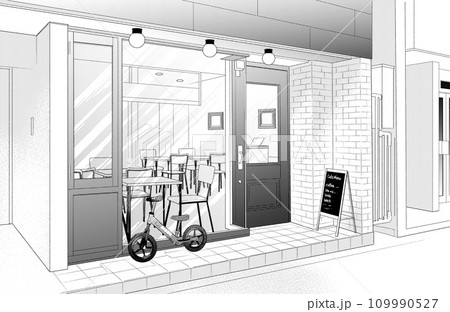 漫画風ペン画イラスト 店舗_カフェ 漫画風ペン画イラスト 店舗_カフェ 109990527