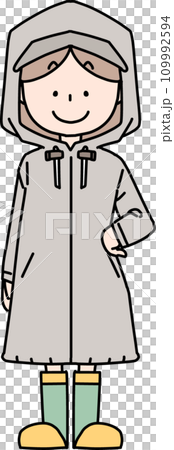 woman wearing a raincoat 109992594